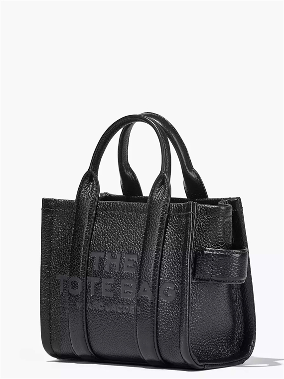 Marc Jacobs The Leather Micro Tote Bag, Sort